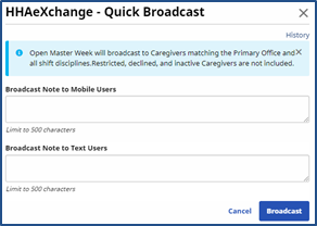 Quick Broadcast Window